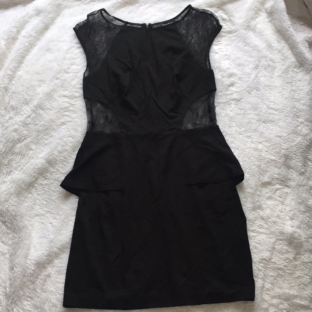 Black Lace Back Peplum Dress